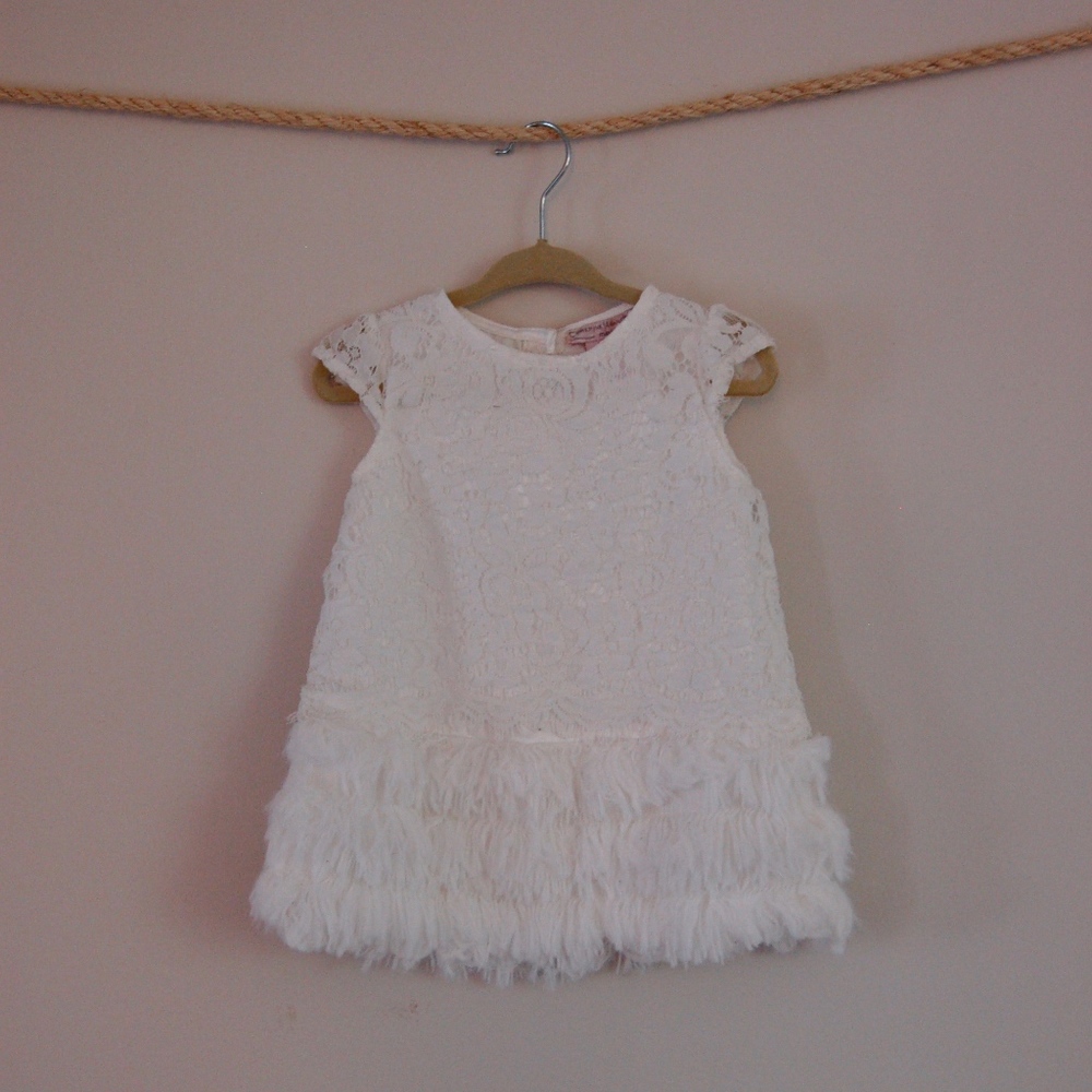 COPY - Little Girls White Lace Dress with Fringe (18mths)